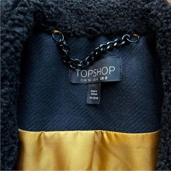 Topshop: Mixed Fabric Coat - Picture 4 of 8